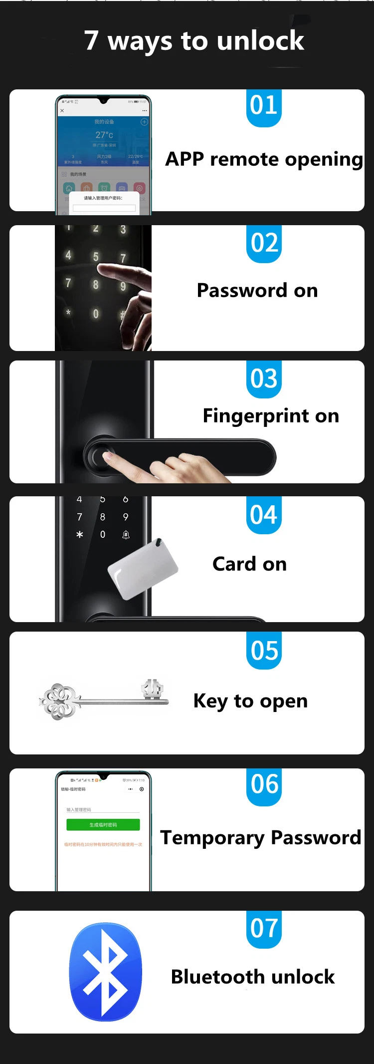 RFID Apartment Digital Door Lock Smart Cylinder Biometric Fingerprint Password Smart Door Lock